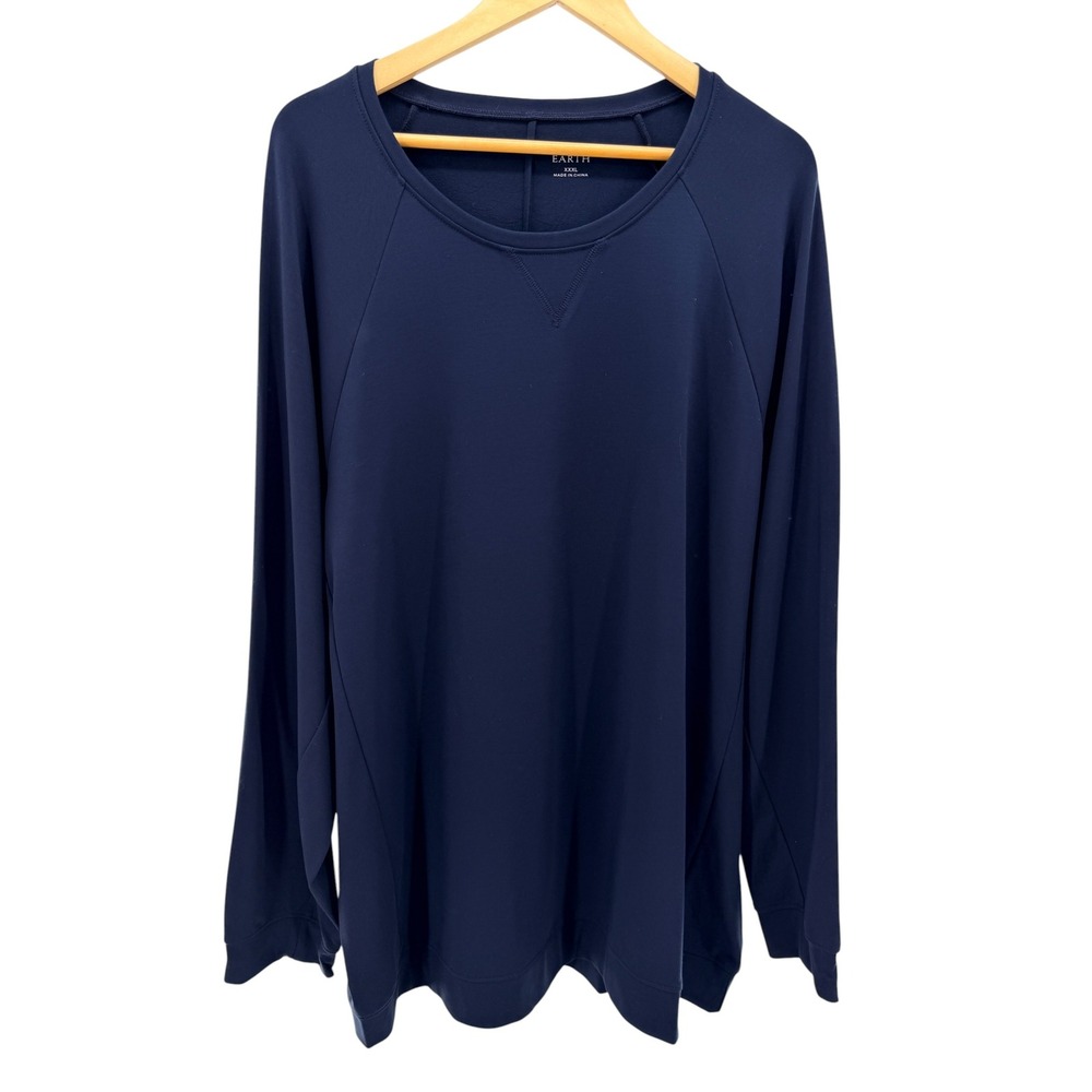Cozy Earth Navy Blue Bamboo Viscose Raglan Pullover Sweatshirt XXXL Plus Size